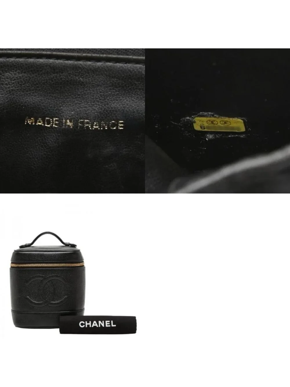 Chanel CC Logo Vanity Bag Handbag Black Caviar Leather